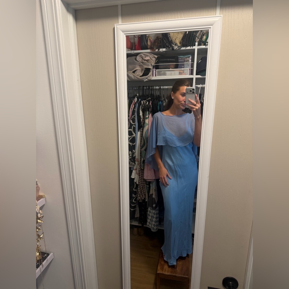 ASOS Light Blue Cape-Overlay Maxi Dress - Picture 3 of 8